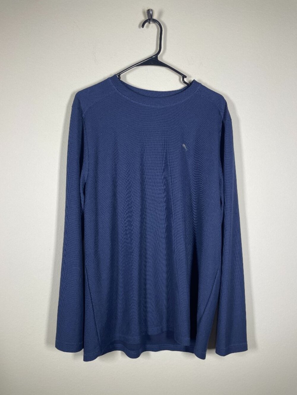 Tommy Bahama Long Sleeve Crew Neck Shirt Mini Waffle Men's Large Navy Blue!
